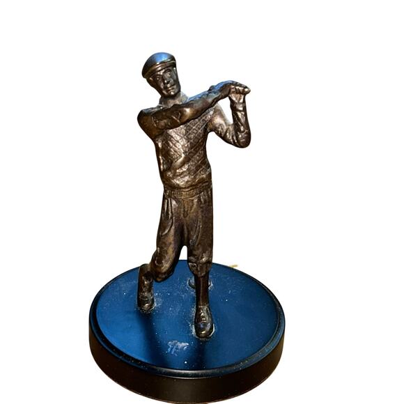 Swinging Golfer Vintage Bronze Statue Figure Table Lamp double light - Picture 4 of 7